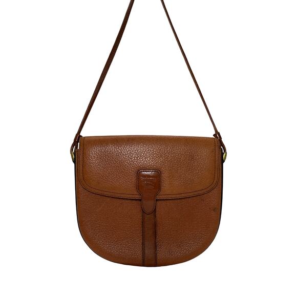 Vintage Burberrys Brown Leather Crossbody Bag with Nova Check Lining - Picture 1 of 15